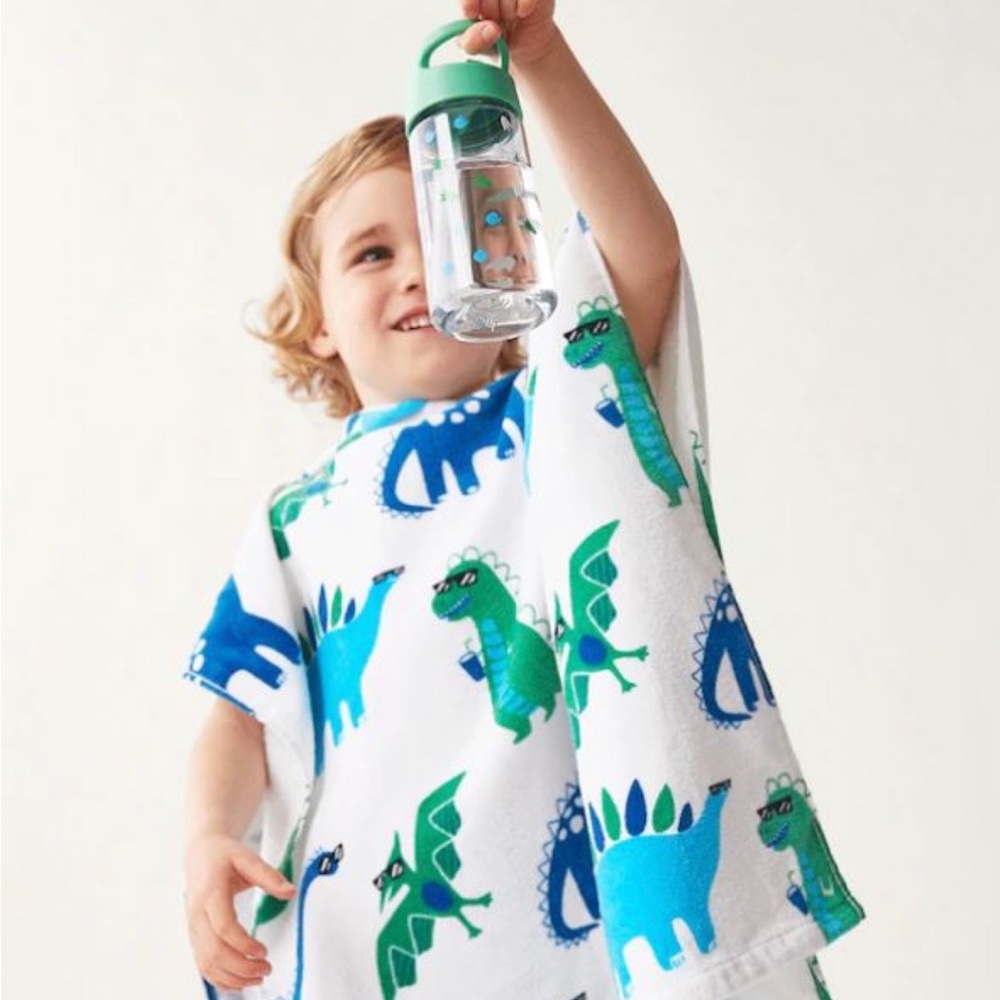 Kids Hooded Poncho Beach Towels Dinosaur